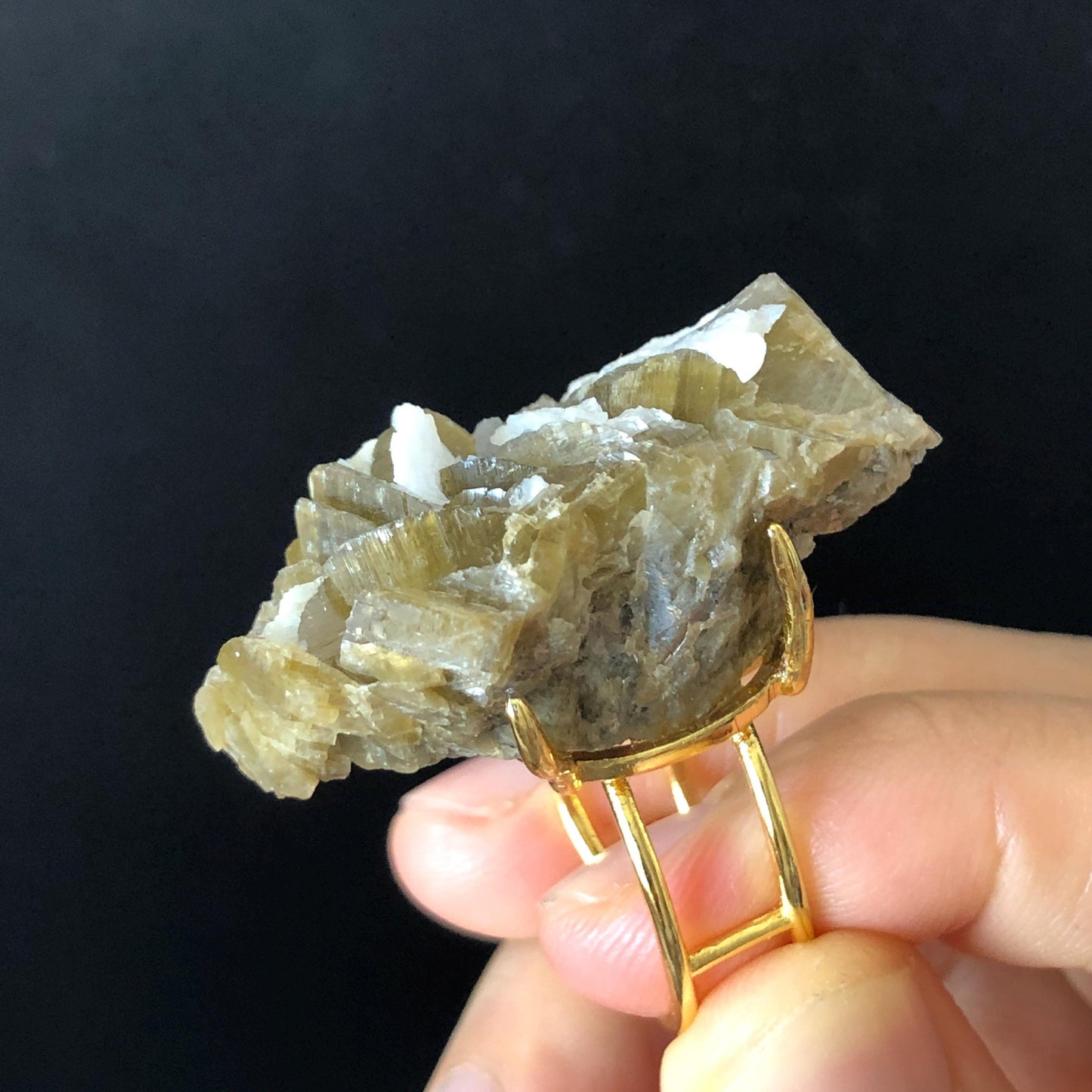 Raw Siderite Dolomite Ring, Raw Green White Crystal Big Raw Stone Ring, Large Statement Ring, Chunky Irregular Ring Gift, Raw Minerals Ring, adjustable band ring, gold plated copper ring, raw rock, birthstone ring, huge cocktail ring for men women