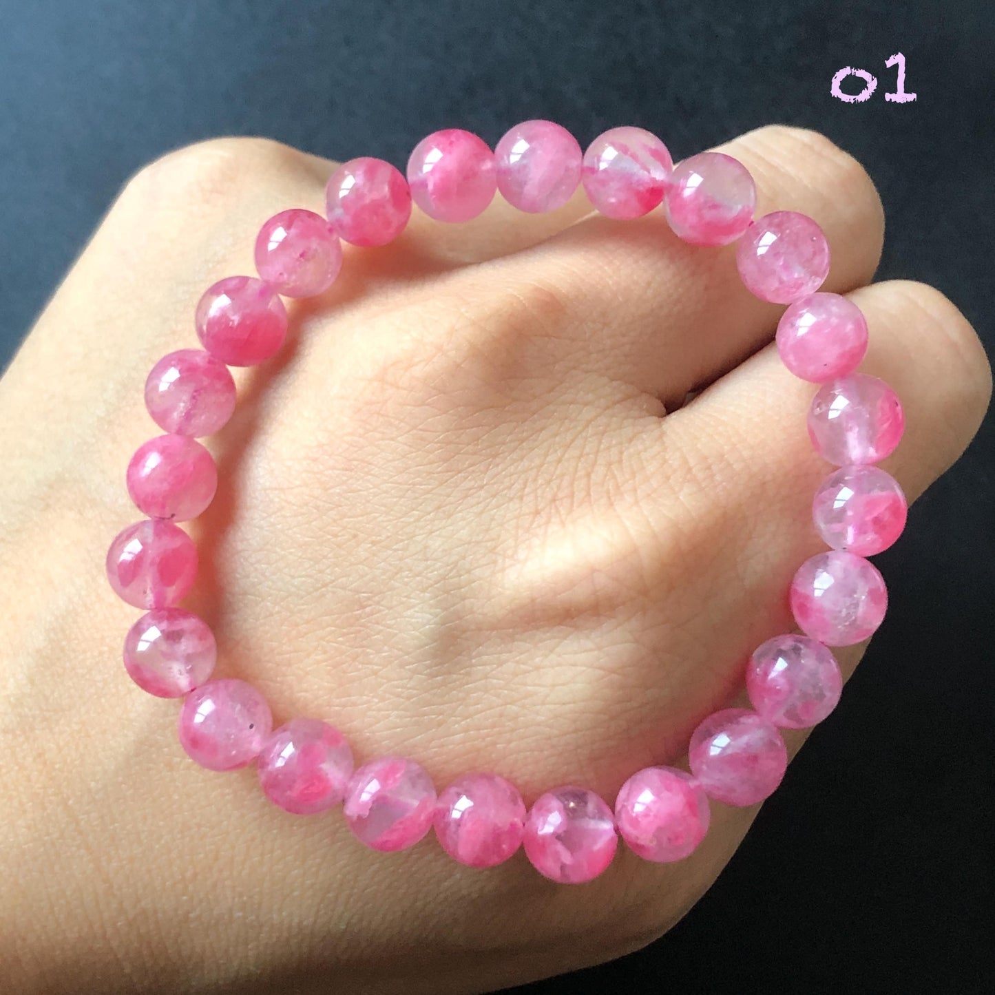 Ultra-rare AAA Rhodonite Sakura Rain Bracelet | Cherry Plum Blossom | Frozen Cherry | Icy Translucent Crystal bead Bracelet | Love Stone