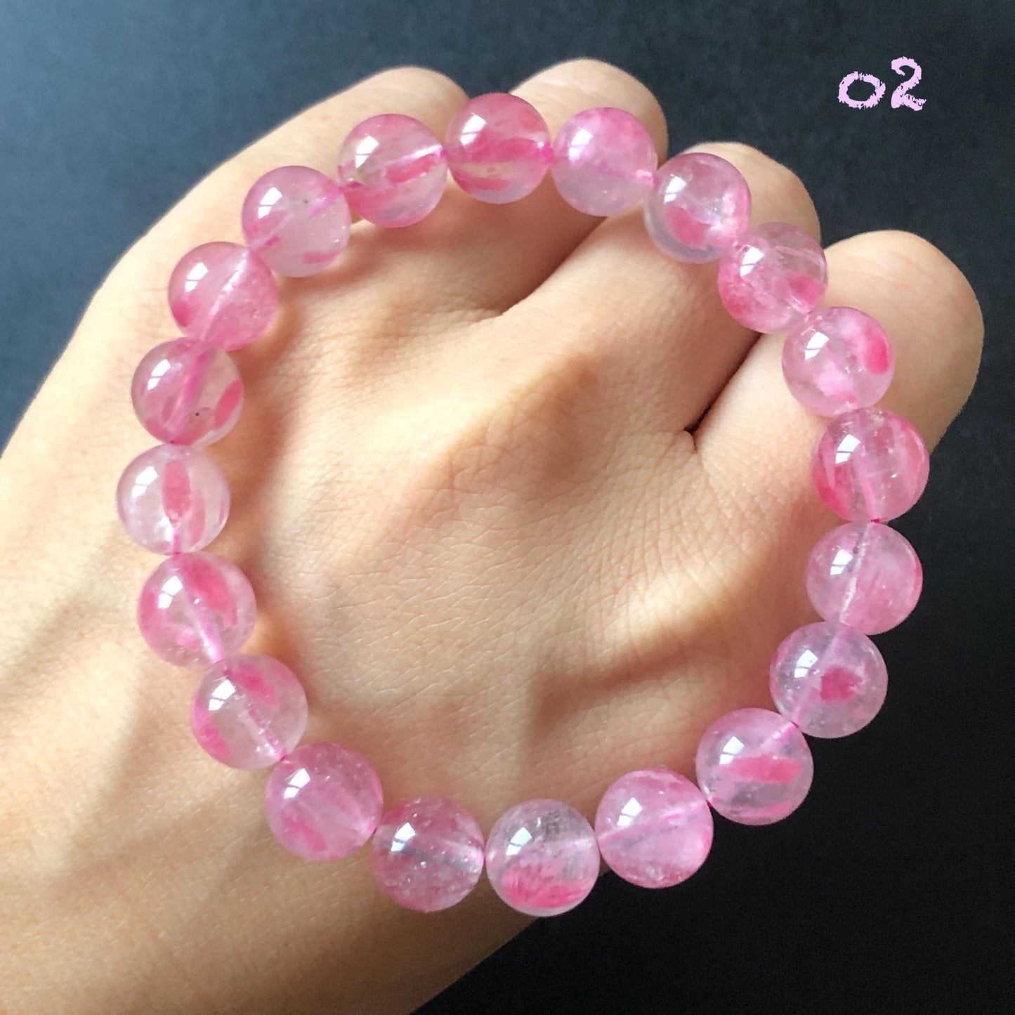 Ultra-rare AAA Rhodonite Sakura Rain Bracelet | Cherry Plum Blossom | Frozen Cherry | Icy Translucent Crystal bead Bracelet | Love Stone