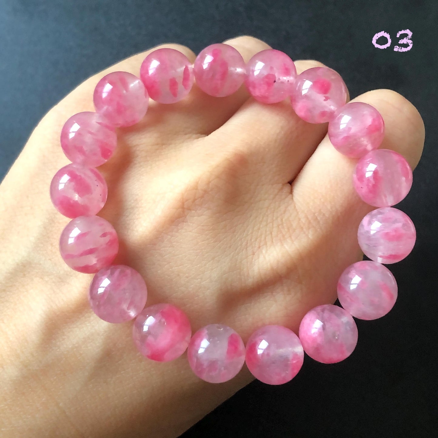 Ultra-rare AAA Rhodonite Sakura Rain Bracelet | Cherry Plum Blossom | Frozen Cherry | Icy Translucent Crystal bead Bracelet | Love Stone