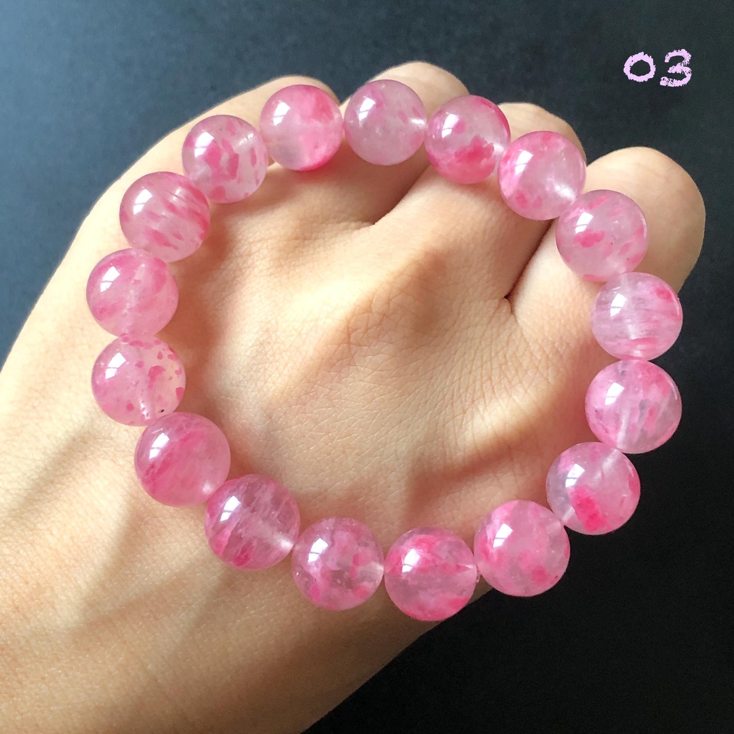 Ultra-rare AAA Rhodonite Sakura Rain Bracelet | Cherry Plum Blossom | Frozen Cherry | Icy Translucent Crystal bead Bracelet | Love Stone