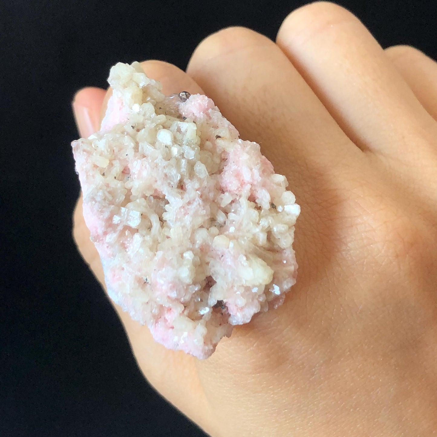 Pink Rhodochrosite Ring | Raw Stone Ring | Baby Pink | Adjustable Crystal Statement Ring | Bulgaria | Big Crystal huge irregular chunky ring, raw minerals ring, pink stone ring large gemstone ring big stone ring, huge cocktail ring for men and women