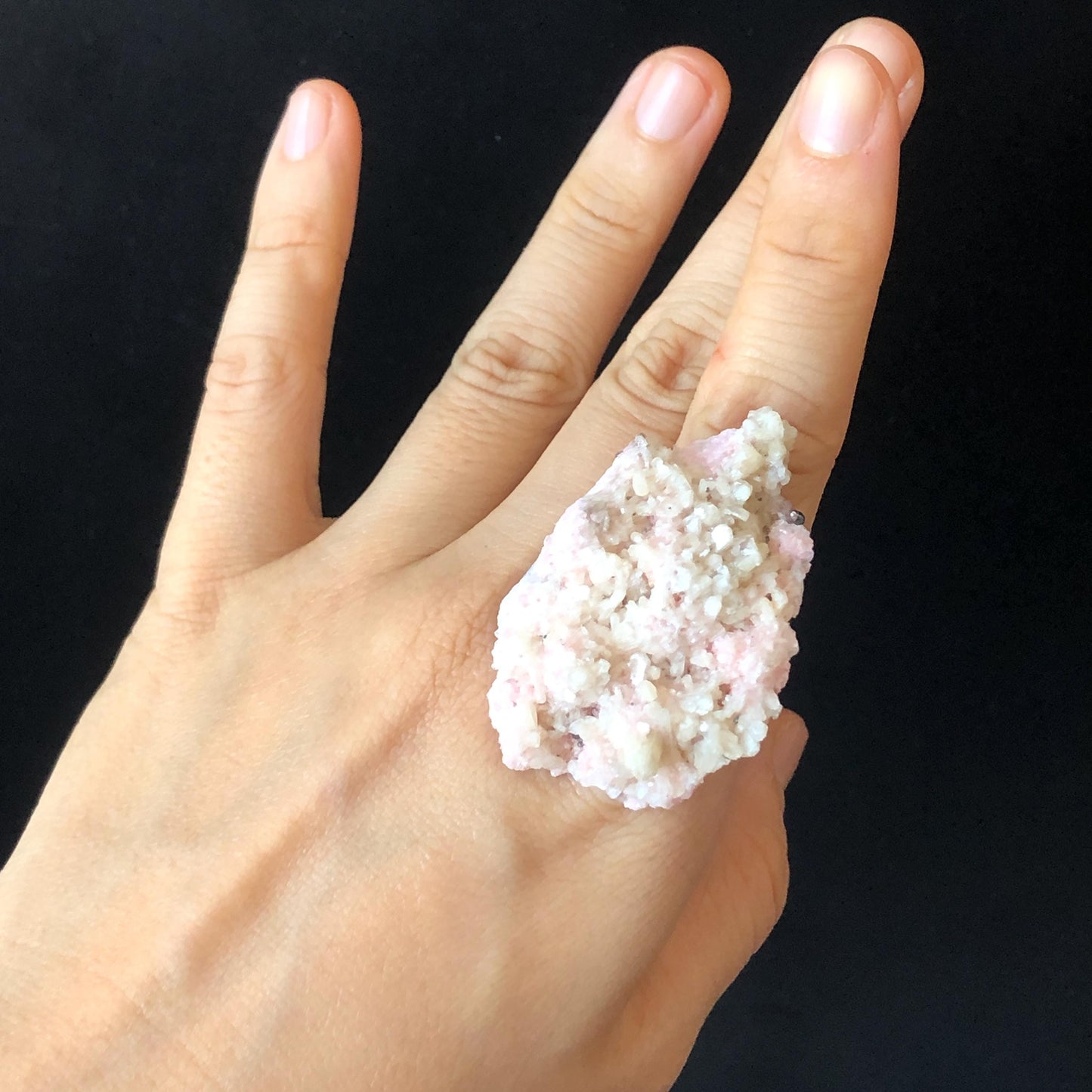 Pink Rhodochrosite Ring | Raw Stone Ring | Baby Pink | Adjustable Crystal Statement Ring | Bulgaria | Big Crystal huge irregular chunky ring, raw minerals ring, pink stone ring large gemstone ring big stone ring, huge cocktail ring for men and women