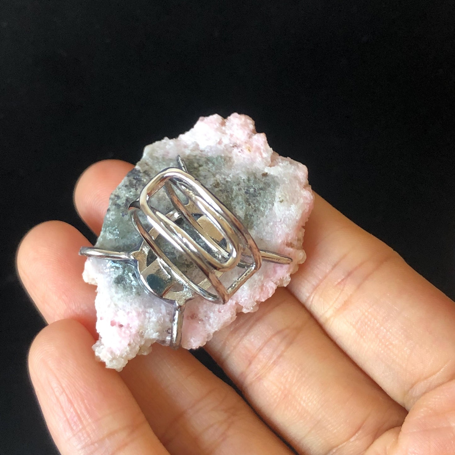 Pink Rhodochrosite Ring | Raw Stone Ring | Baby Pink | Adjustable Crystal Statement Ring | Bulgaria | Big Crystal huge irregular chunky ring, raw minerals ring, pink stone ring large gemstone ring big stone ring, huge cocktail ring for men and women