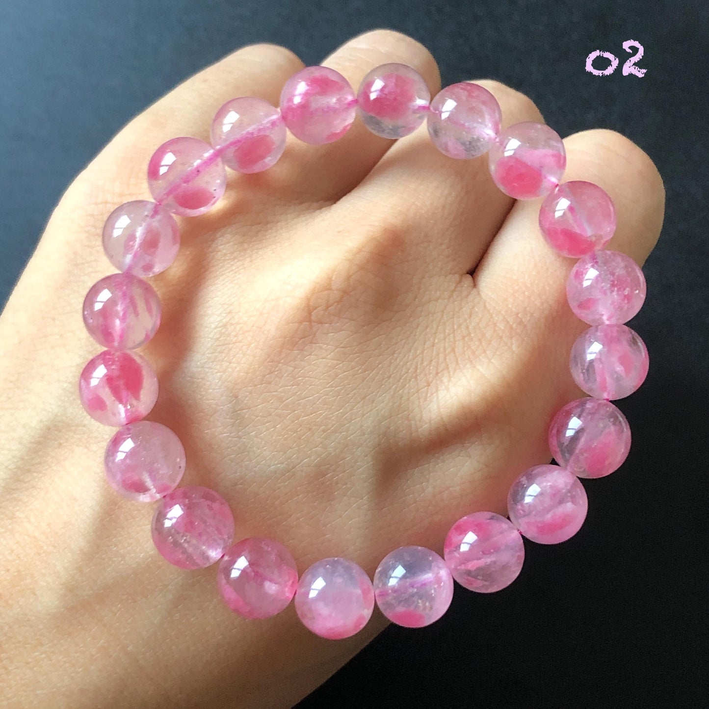Ultra-rare AAA Rhodonite Sakura Rain Bracelet | Cherry Plum Blossom | Frozen Cherry | Icy Translucent Crystal bead Bracelet | Love Stone