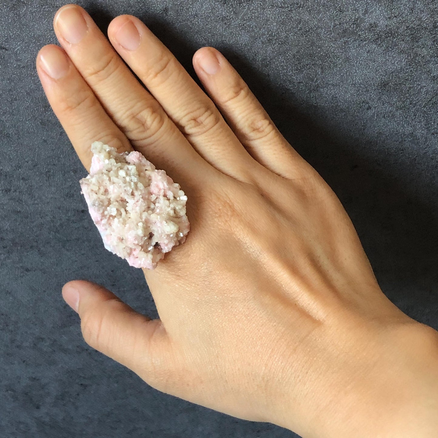 Pink Rhodochrosite Ring | Raw Stone Ring | Baby Pink | Adjustable Crystal Statement Ring | Bulgaria | Big Crystal huge irregular chunky ring, raw minerals ring, pink stone ring large gemstone ring big stone ring, huge cocktail ring for men and women