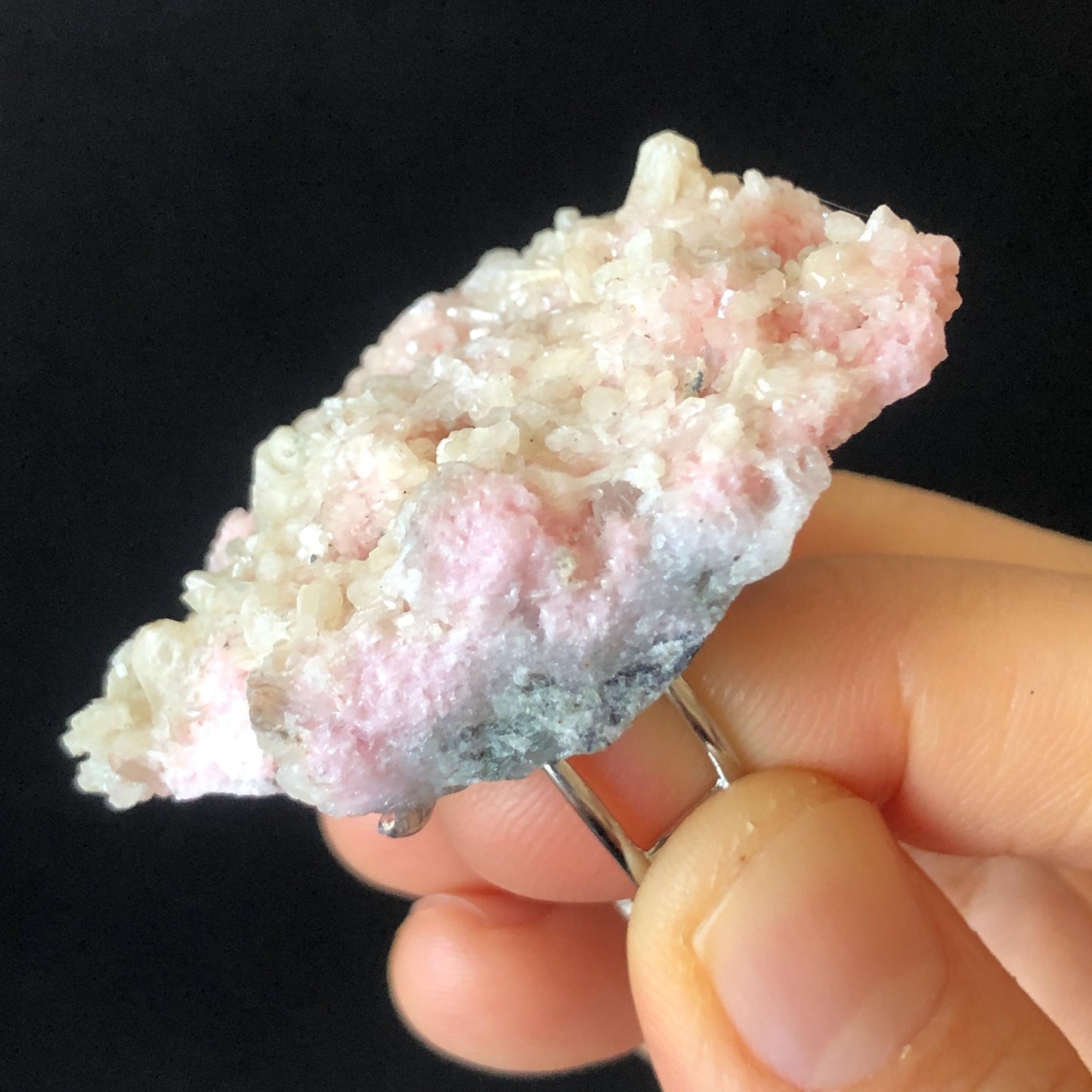 Pink Rhodochrosite Ring | Raw Stone Ring | Baby Pink | Adjustable Crystal Statement Ring | Bulgaria | Big Crystal huge irregular chunky ring, raw minerals ring, pink stone ring large gemstone ring big stone ring, huge cocktail ring for men and women