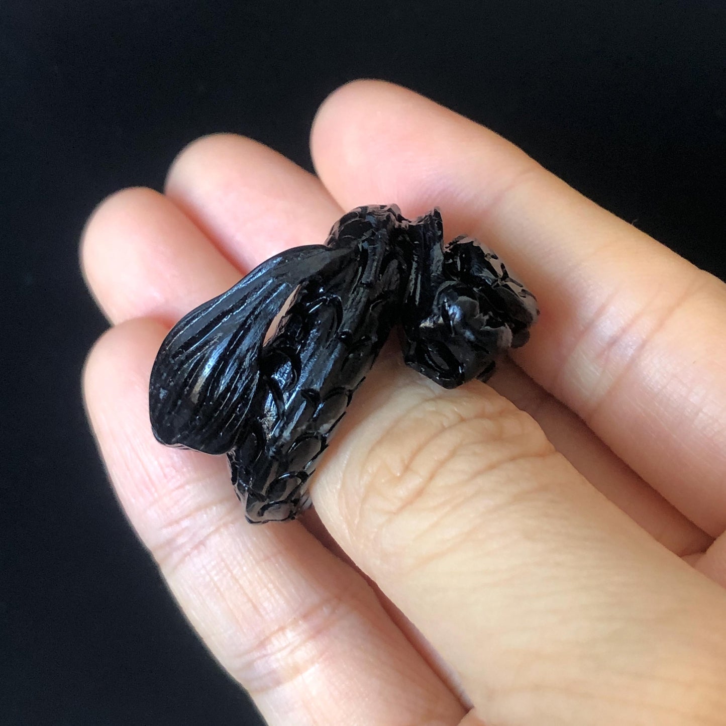 Certified Custom Size Natural Xiu Jade Serpentine Hand Carved Black Dragon Ring |17.1mm (US 6.5-7) Black Jade Statement Ring for Men & Women, chinese jade with certificate, untreated jade ring, hand engraved jade ring, gift for her, men thumb ring