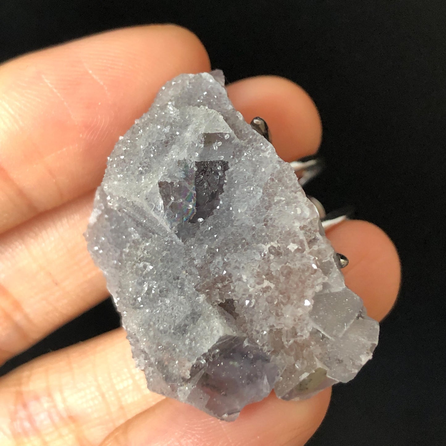 Raw Purple Fluorite Ring with Pink & White Sugar-like coating, Pink Sparky Large Raw Stone Ring Big Crystal Ring, Chunky Irregular ring gift for her large statement ring hugh cocktail ring silver plated copper ring adjustable band ring birthstone ring meditation stone men statement ring