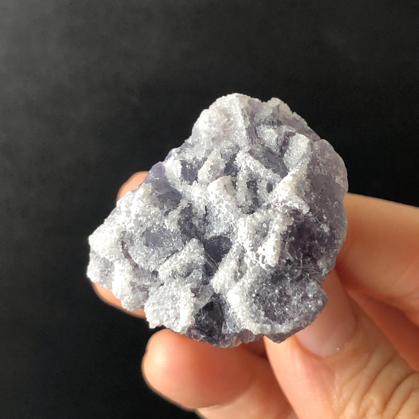 Raw Purple Fluorite Ring with Sparkle White Sugar-like Crystal Coating, Adjustable Statement Band Ring, Irregular Chucky Big Stone Ring Gift for her Large Crystal ring Big Stone Ring Hugh Statement Ring Irregular stone ring chucky ring for her raw minerals ring purple crystal ring large cocktail ring