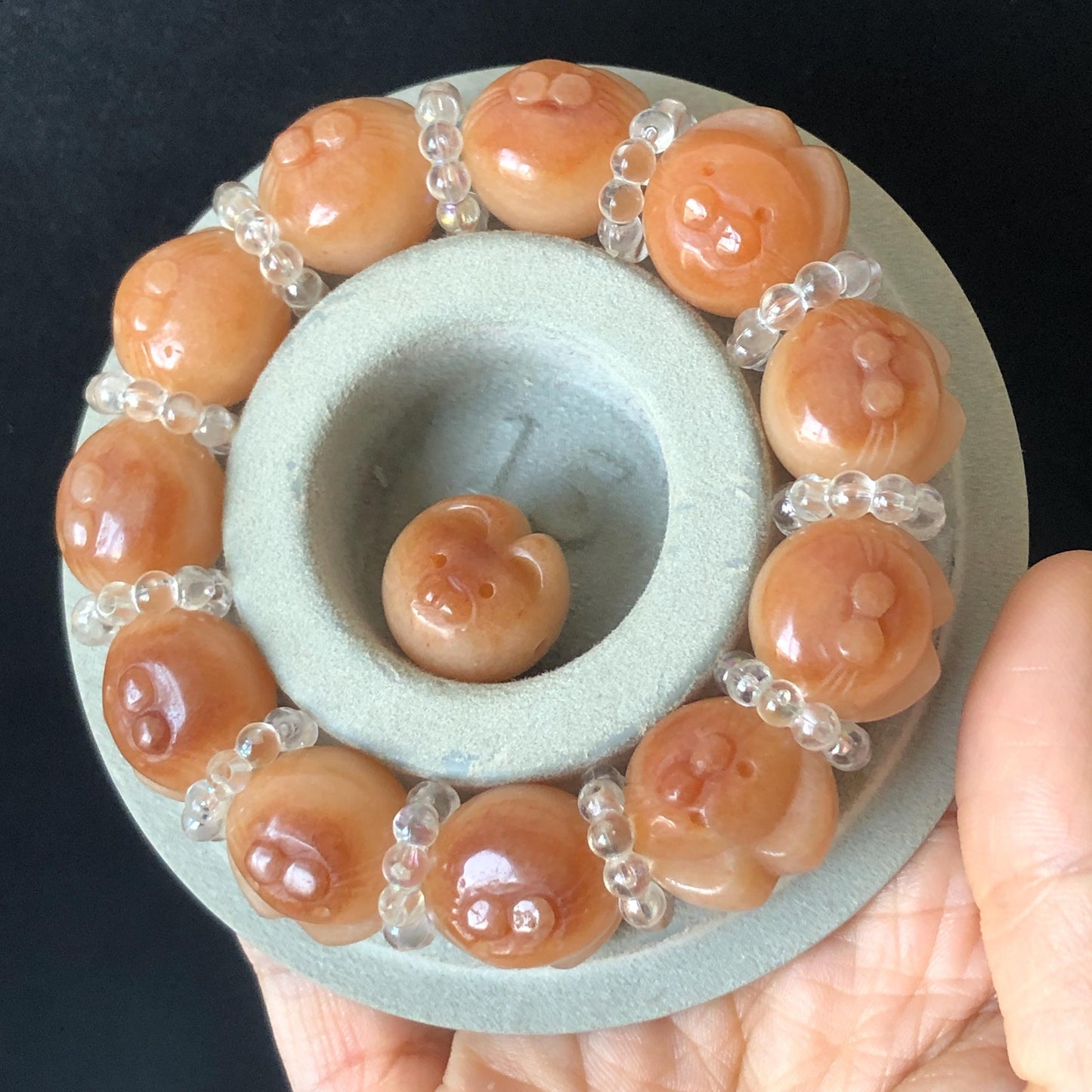Natural SheTaiCui Jade Quartzite Hand Carved Caramel Brown White Cat Kitten Bead Bracelet | Crystal Gemstone Stone Charms | Roasted Candy bead brown jade chinese jade bracelet yellow jade white jade carving cat carving kitten carving hand carved jade charm hand engraved jade bracelet personalized gift custom size bracelet tailor made bracelet natural untreated jade gift for her women bracelet
