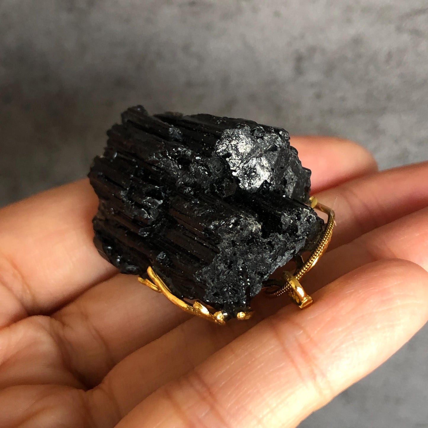 Raw Black Tourmaline Crystal Pendant | Sparkling Bling Raw Stone Charm | Root Chakra | Natural Raw Minerals Gemstone Birthstone Gift for her raw minerals stone pendant large crystal charm irregular stone chunky crystal pendant meditative stone black crystal pendant for men women charm necklace