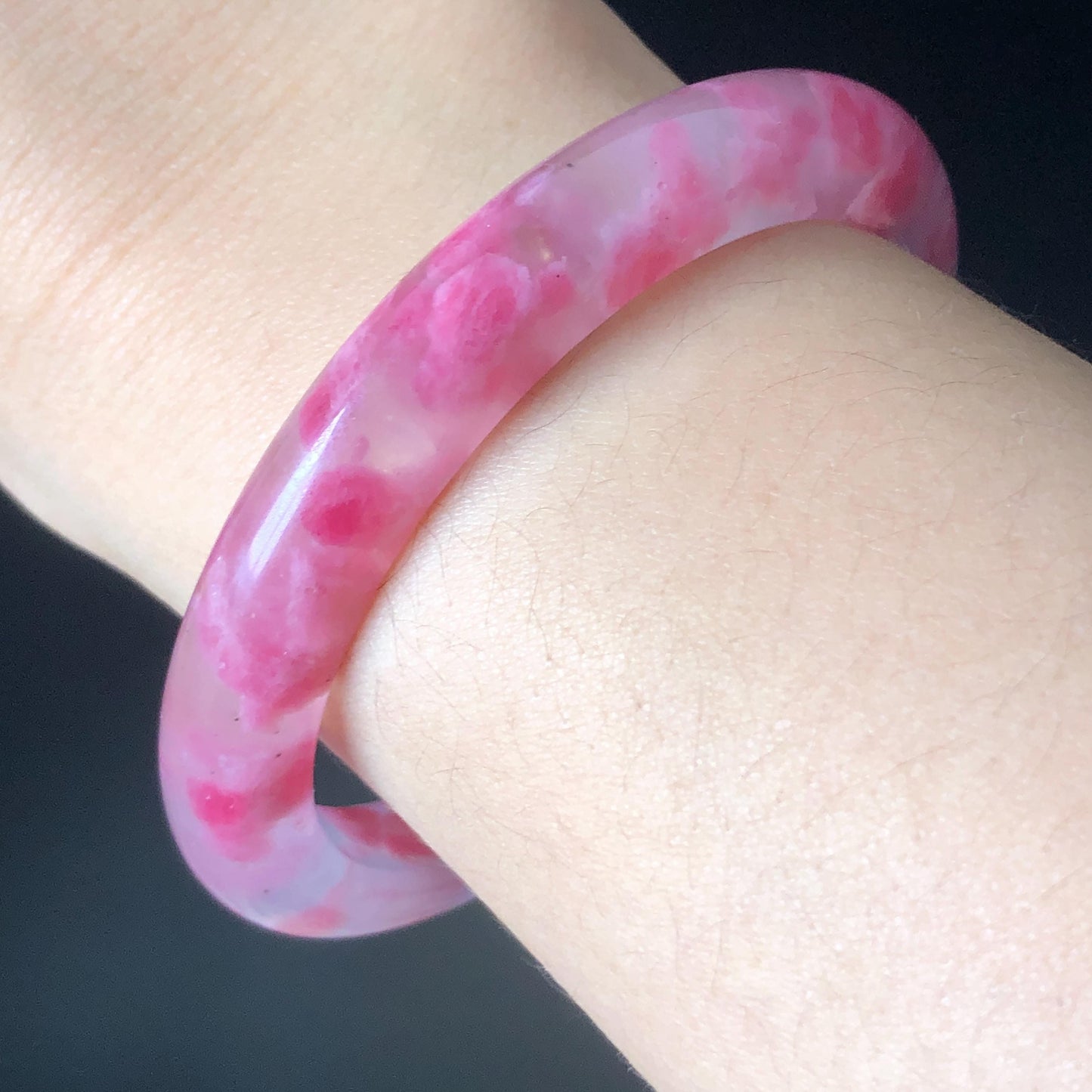 55.1mm Ultra-rare Natural Icy Rhodonite Crystal Gemstone Bangle Stone Bracelet | Blossom Flowers | Sakura Rain | Pink Plum Cherry Blossom icy natural crystal bracelet gemstone bangle pink stone bangle love stone healing stone heart chakra healing crystal mediative stone pink gemstone gift for her mother day gift