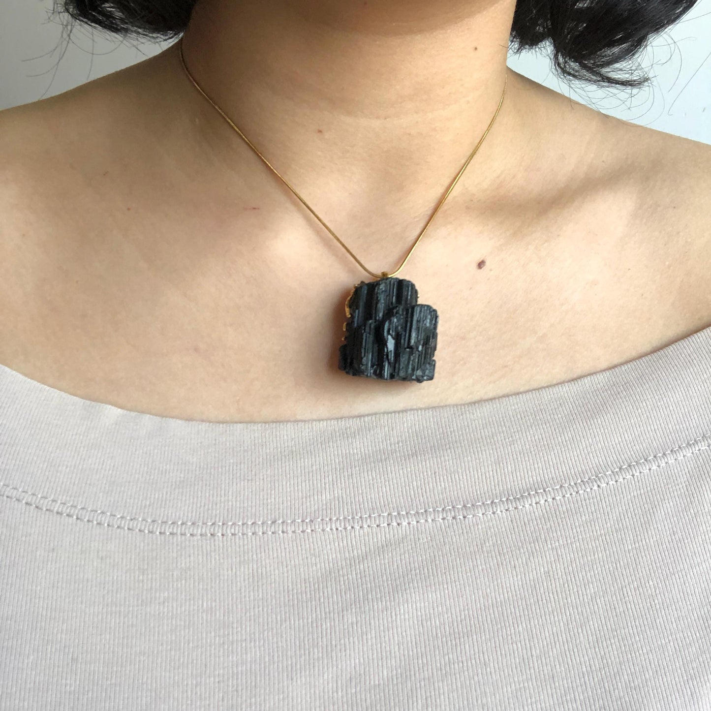 Raw Black Tourmaline Crystal Pendant | Sparkling Bling Raw Stone Charm | Root Chakra | Natural Raw Minerals Gemstone Birthstone Gift for her raw minerals stone pendant large crystal charm irregular stone chunky crystal pendant meditative stone black crystal pendant for men women charm necklace