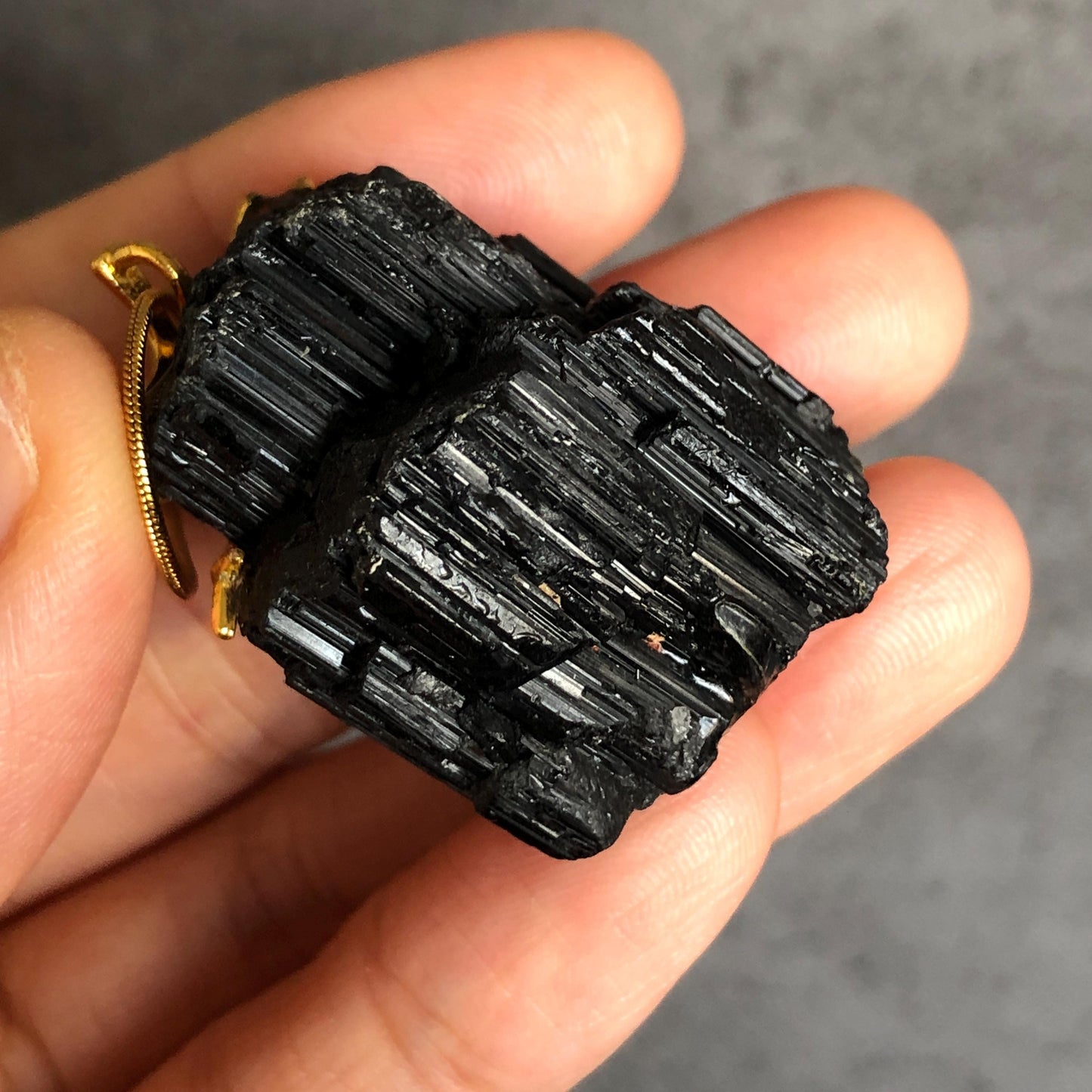 Raw Black Tourmaline Crystal Pendant | Sparkling Bling Raw Stone Charm | Root Chakra | Natural Raw Minerals Gemstone Birthstone Gift for her raw minerals stone pendant large crystal charm irregular stone chunky crystal pendant meditative stone black crystal pendant for men women charm necklace