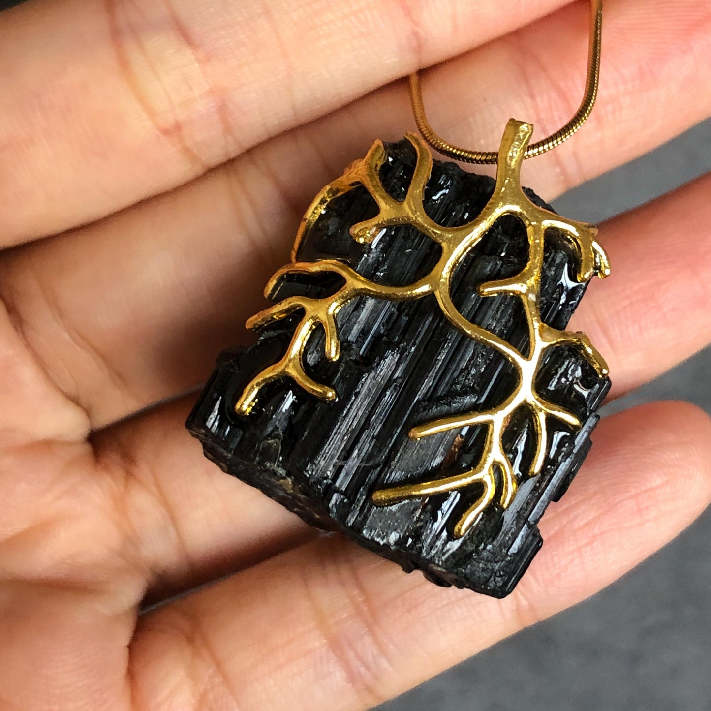 Raw Black Tourmaline Crystal Pendant | Sparkling Bling Raw Stone Charm | Root Chakra | Natural Raw Minerals Gemstone Birthstone Gift for her raw minerals stone pendant large crystal charm irregular stone chunky crystal pendant meditative stone black crystal pendant for men women charm necklace