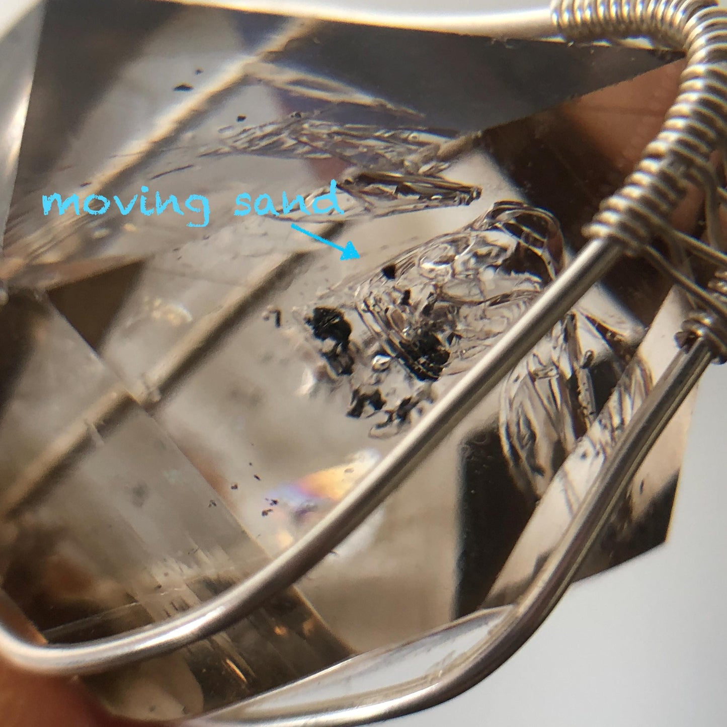 Rare Smoky Herkimer Diamond Sterling Silver Pendant Adjustable Necklace | Polished Enhydro Crystal | Moving Sand & Bubble with Rainbow Stone Gift for her gemstone charm necklace crystal choker healing stone birthstone necklace gift rainbow inclusion black herkimer diamond herkimer quartz