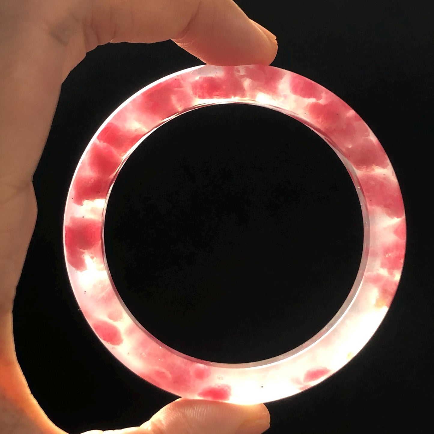 55.1mm Ultra-rare Natural Icy Rhodonite Crystal Gemstone Bangle Stone Bracelet | Blossom Flowers | Sakura Rain | Pink Plum Cherry Blossom icy natural crystal bracelet gemstone bangle pink stone bangle love stone healing stone heart chakra healing crystal mediative stone pink gemstone gift for her mother day gift