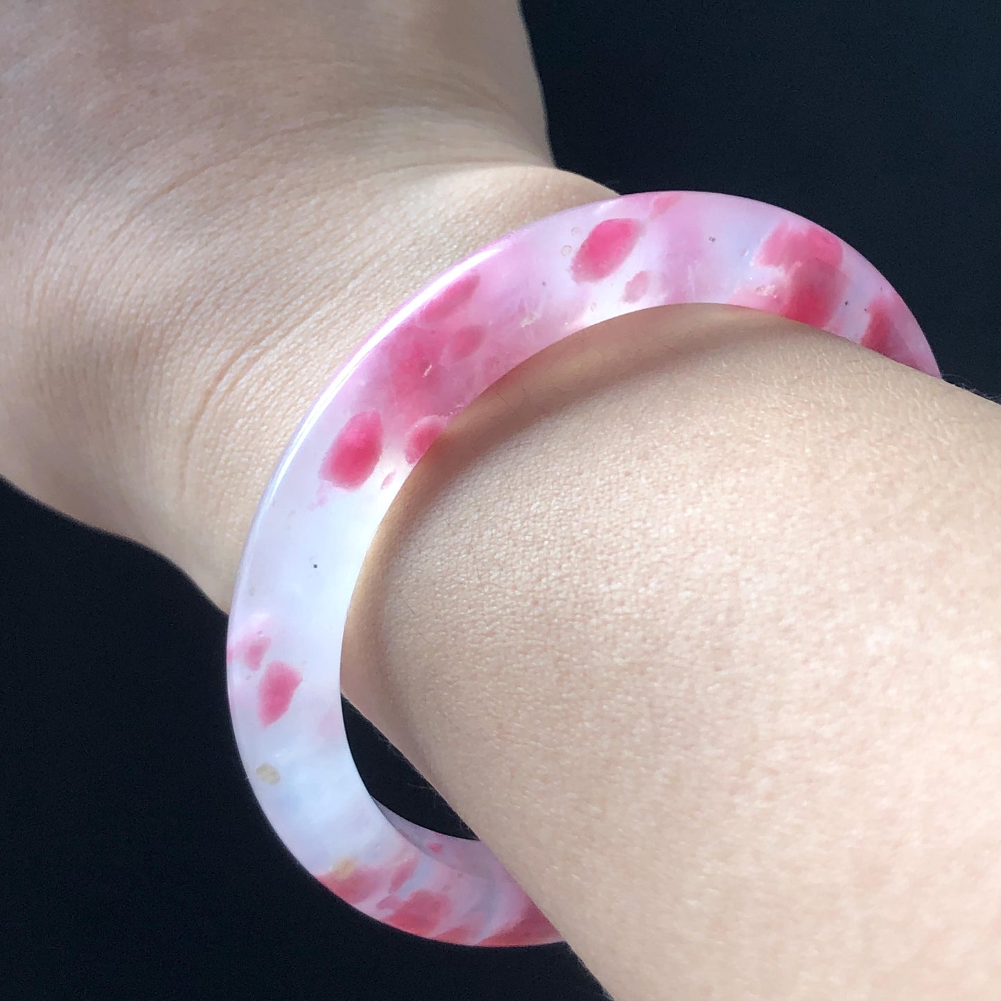 55.1mm Ultra-rare Natural Icy Rhodonite Crystal Gemstone Bangle Stone Bracelet | Blossom Flowers | Sakura Rain | Pink Plum Cherry Blossom icy natural crystal bracelet gemstone bangle pink stone bangle love stone healing stone heart chakra healing crystal mediative stone pink gemstone gift for her mother day gift