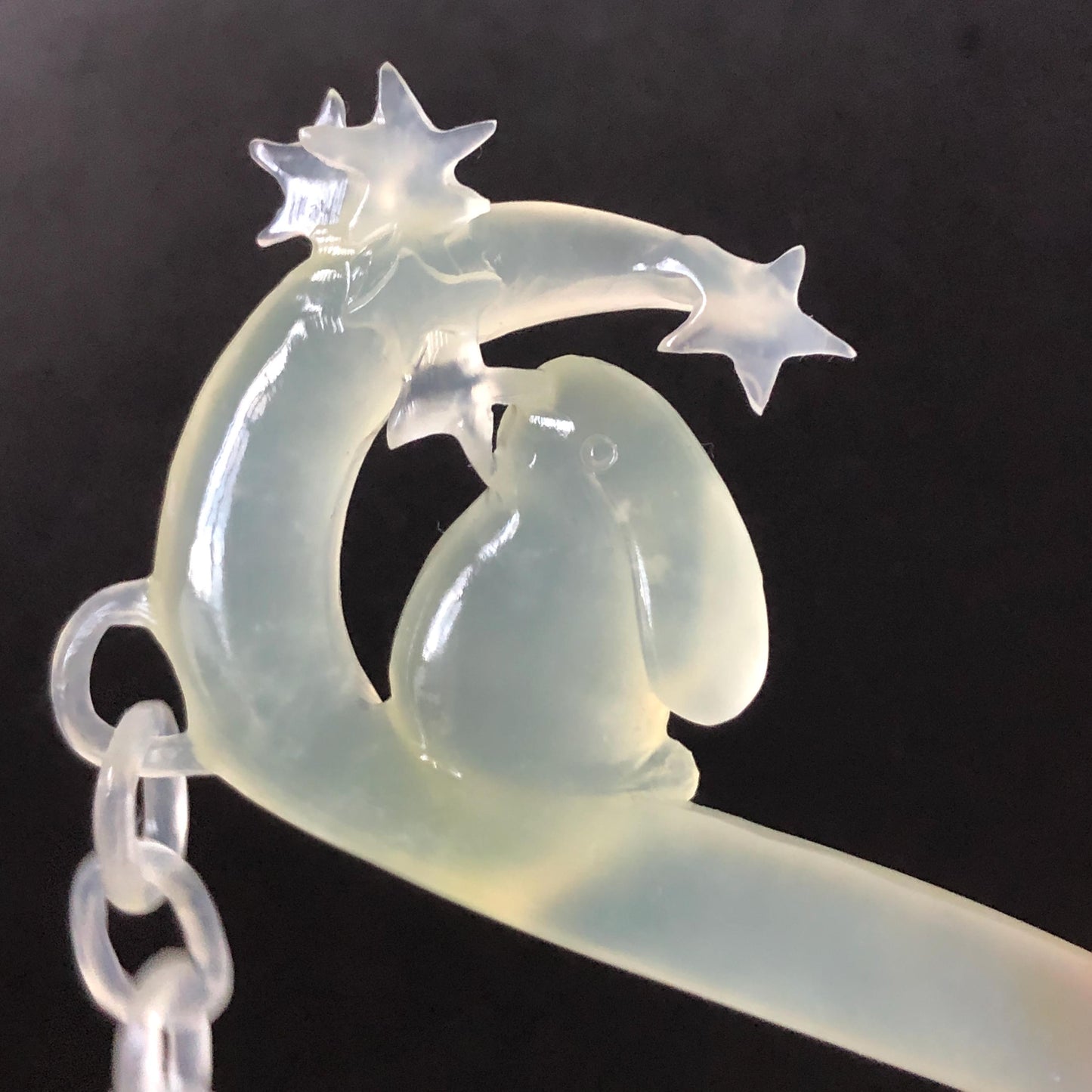 Certified Natural Xiu Jade Serpentine Hand Carved Hair Pin with Dangle | Rabbit Bunny on Moon & Star | Icy White Green Jade Hair Stick Gift for her hand engraved white jade carving hand engraved green jade koren hair stick japanese hair pin hanfu hair comb chinese hair clip hand engraved rabbit carving hand carved bunny carving carved moon carving icy chinese jade vinatge hair stick
