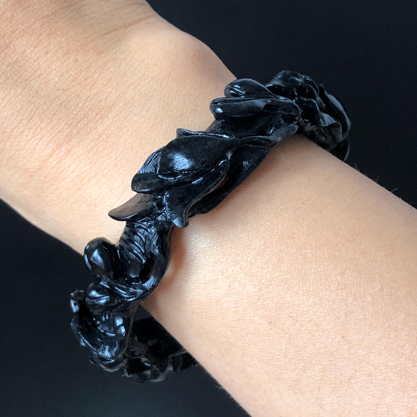 50mm-64mm! Custom Size Natural Xiu Jade Serpentine Hand Carved Black Yulan flowers Bangle & Ring Set | Black Jade Bracelet Personalized Gift for her black jade bangle jade carving hand engraved jade bracelet yulan carving flower carving customized bangle tailor made ring custom-size bangle personalized bande large size bangle small size bangle hand engraved ring certificate jade certified jade big size ring small size ring gothic ring gothic bracelet