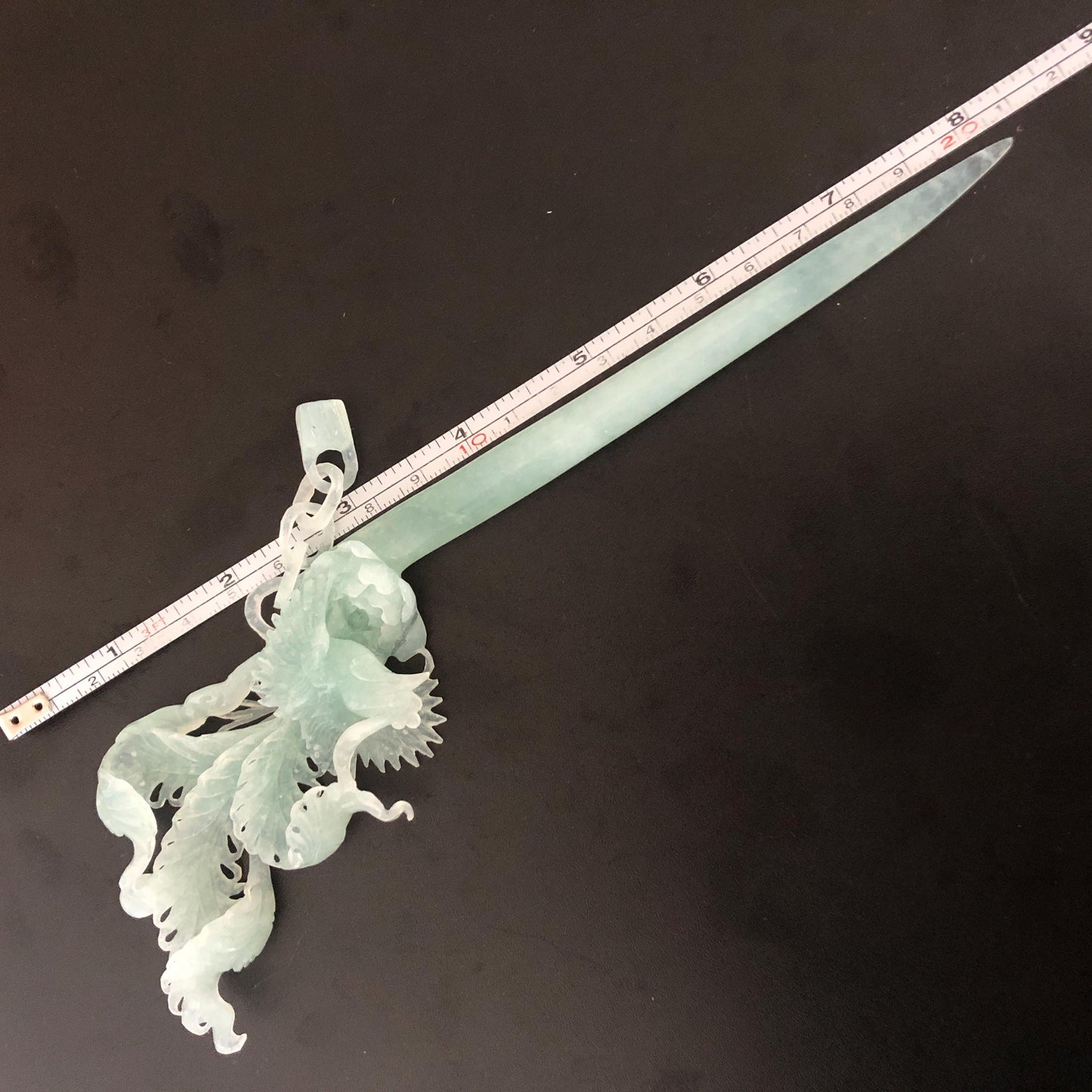 Certified Natural Xiu Jade (Serpentine) Hand Carved Blue Ice Phoenix Hair Pin | Asian Chinese Vintage Hanfu Frosty Sky Blue Jade Hair Stick gift for her blue jade carving hand carved phoenix carving ice phoenix hair stick chinese jade hair fork japanese hairpins korean hair stick vintage hair comb bridal hair clip antique hairpins hanfu hair stick wedding hair headpiece bridal shower gift engagement hair jewelry