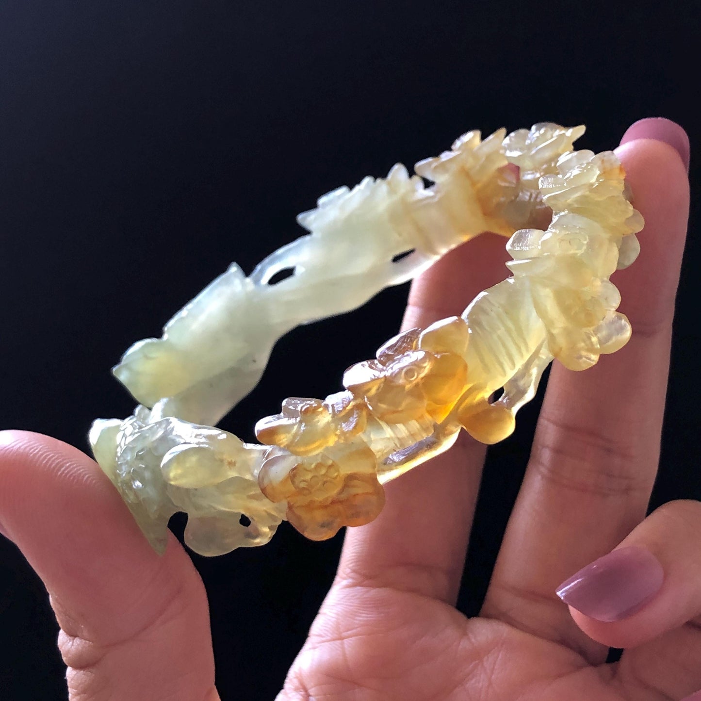 50mm-64mm! Customised Size Natural Xiu Jade Serpentine Hand Carved Magpies Birds & Plum Blossom flowers Bangle | Yellow Green Jade Bracelet gift for her customized size jade bangle tailor made jade bracelet personalised bangle green jade carving yellow jade certified untreated jade with certificate personalized gift for her big size bangle small size bangle
