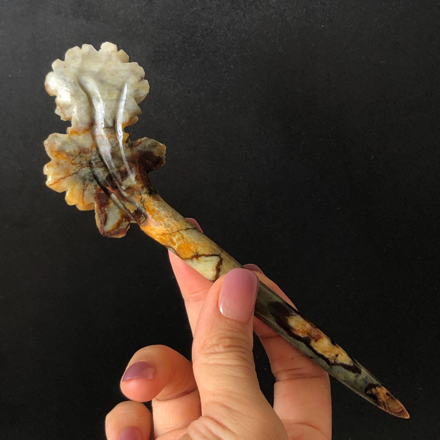 Certified Natural Xiu Jade Serpentine Hand Carved Rose Flower Hair Pin | Green Yellow Brown Green Jade Hair Stick | Asian Vintage Hair Fork gift for her green jade carving brown jade yellow jade hand engraved rose hairpin hand caved rose hair stick japanese hairpins korean hair fork chinese hair comb hanfu hair pins untreated jade with certificate