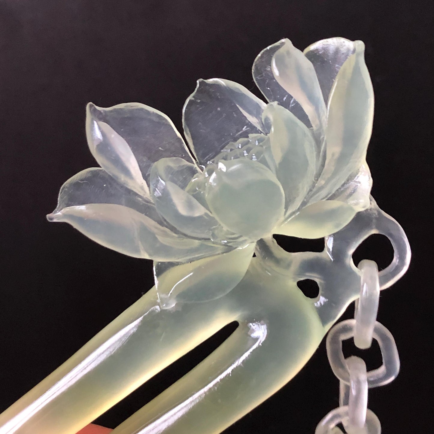 Certificate Natural Xiu Jade Serpentine Hand Carved Lotus Flower Hair Pin Dangle | Ice Green Jade Hair Stick | Asian Vintage Gift for her hand engraved green jade carving hand engraved lotus carving chinese jade fork japanese hair stick korean hair pin hanfu hairpins bridal hair clip ice jade hair comb certified untreated jade vinatge hairpin antique hair fork