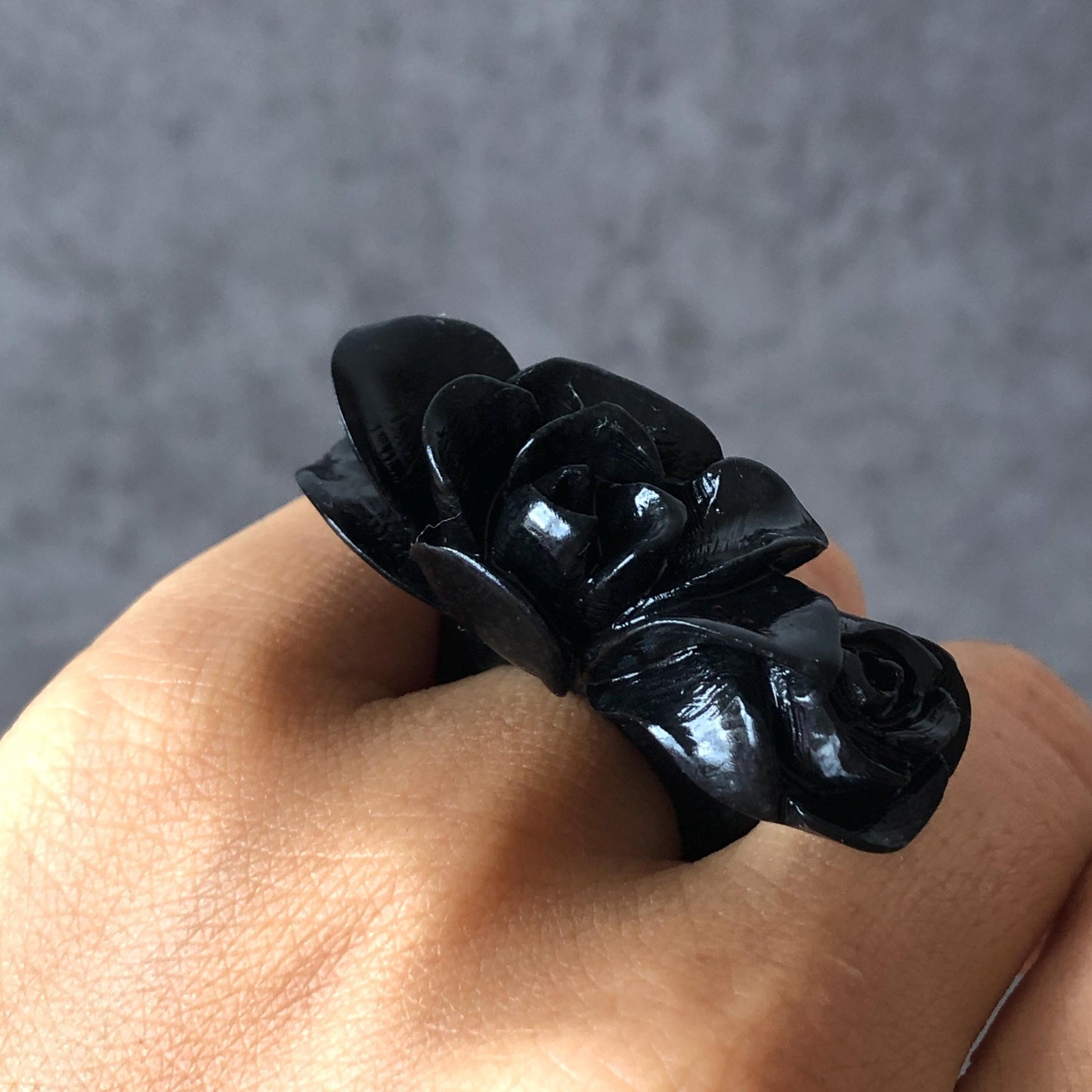 50mm-64mm! Custom Size Natural Xiu Jade Serpentine Hand Carved Black Yulan flowers Bangle & Ring Set | Black Jade Bracelet Personalized Gift for her black jade bangle jade carving hand engraved jade bracelet yulan carving flower carving customized bangle tailor made ring custom-size bangle personalized bande large size bangle small size bangle hand engraved ring certificate jade certified jade big size ring small size ring gothic ring gothic bracelet