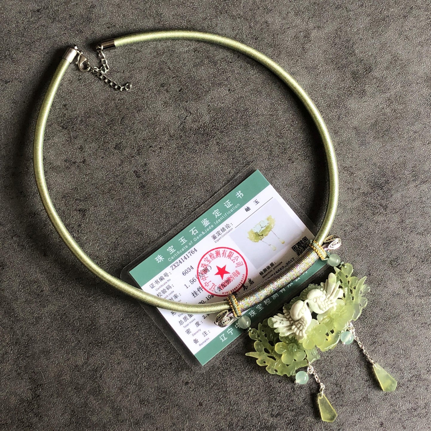 Certified Natural Xiu Jade Serpentine Hand Carved Magpie Birds Plum Blossom Flower Pendant Adjustable Vintage Necklace | Green & White Stone Pendant green jade carving white jade charm antique necklace chinese traditional charm necklace hand carved charm adjustable necklace bird carving magpie carving plum blossom carving gift for her natural untreated jade with certificate luck charm