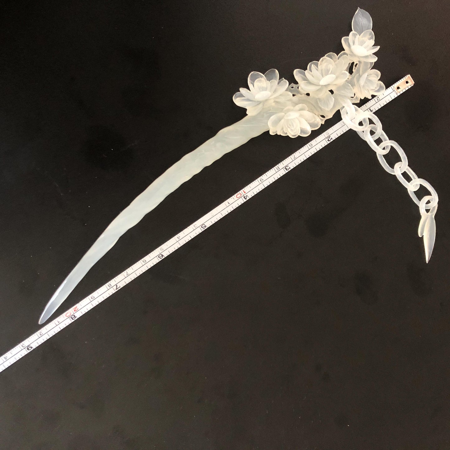 Certificate Natural Xiu Jade Serpentine Hand Carved Camellia Flower Hair Pin & Long Dangle | Asian Chinese Vintage Ice White Jade Hair Stick gift for her white jade carving camellia caving hand engraved flower hair stick hand carved jade hairpins japanese hair clip korean hair stick hanfu hairpins vintage hair comb antique hair fork bridal hair clip wedding hair headpiece bridal shower gift engagement hair accessory jade hair jewelry certified untreated jade
