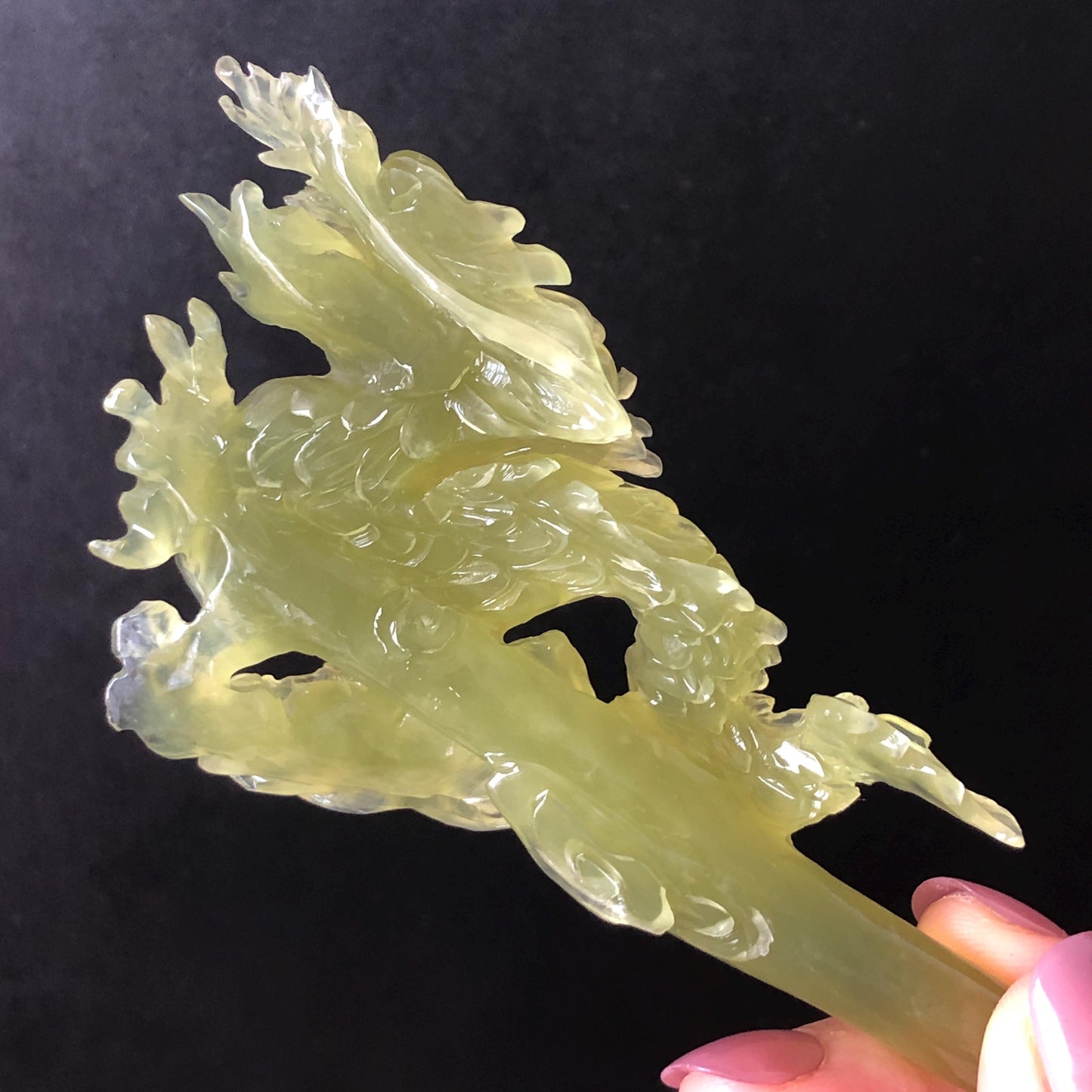 Certified Natural Xiu Jade Serpentine Hand Carved Soaring Green Dragon Hair Pin | Ice Green Jade Hair Stick | Asian Vintage Hair Fork Gift for her japanese hairpin korean hair stick hanfu hair fork vintage hair comb antique hair pins dragon carving hand engraved dragon green jade carving hand carved dragon hair stick