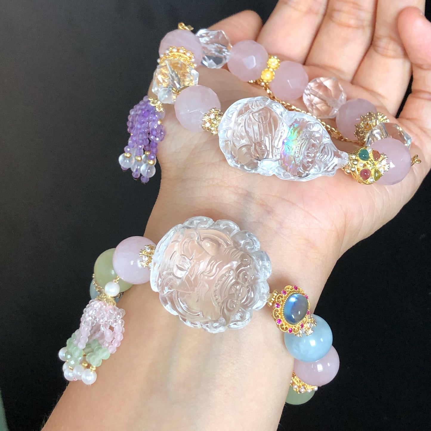 Rainbow Nine-tailed Fox Charm Crystal Bracelets Collection