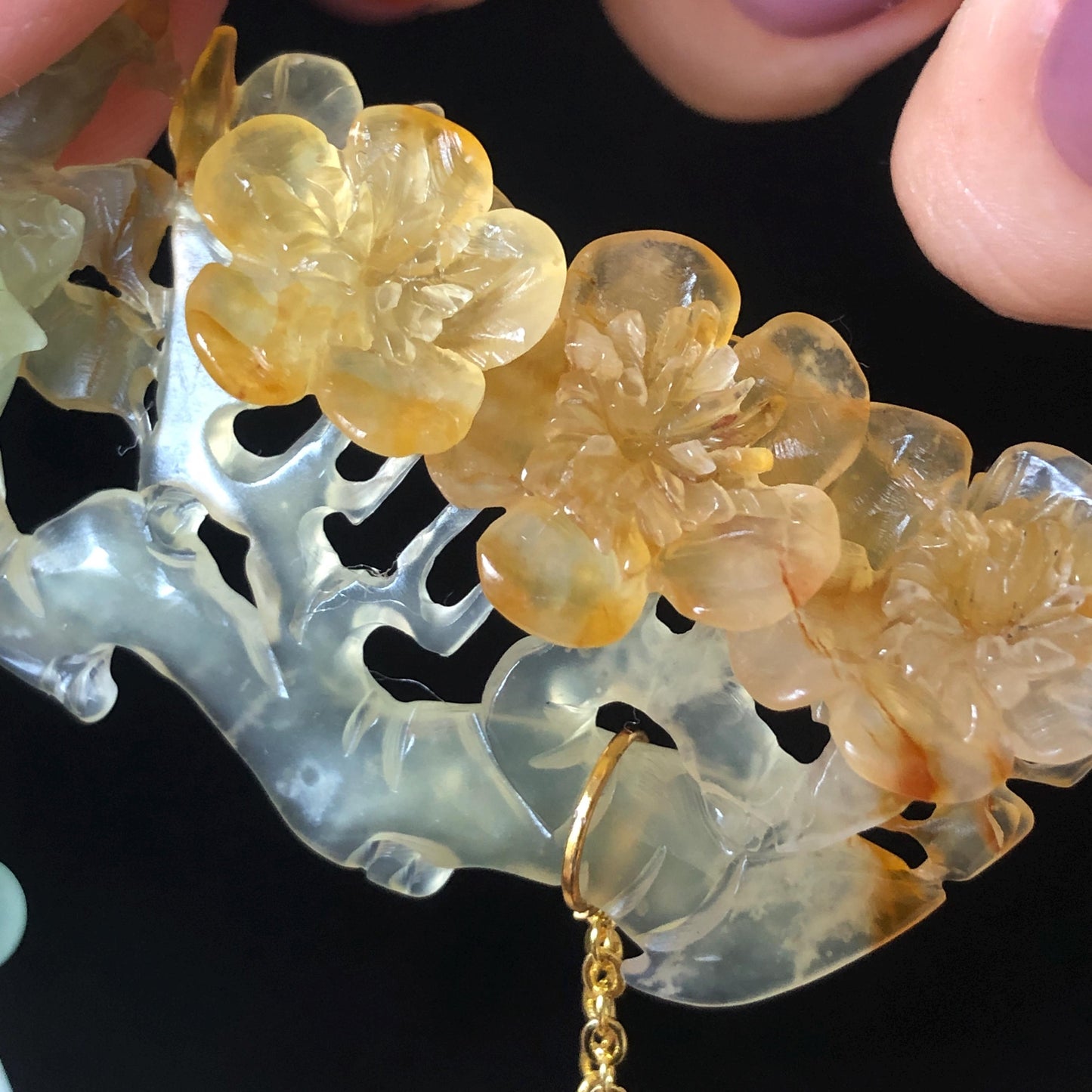 Certified Natural Xiu Jade Serpentine Hand Carved Magpie Birds & blum Blossom Flower Pendant Adjustable Necklace Gift for her natural jade carving bird carving plum blossom carving flower carving hand carved jade pendant hand engraved magpie yellow jade green jade brown jade multi colour jade icy chinese jade vintage jade necklace adjustable necklace certified jade certificate luck charm dangle necklace charm necklace untreated jade with certificate engagment gift wedding gift bridal show gift
