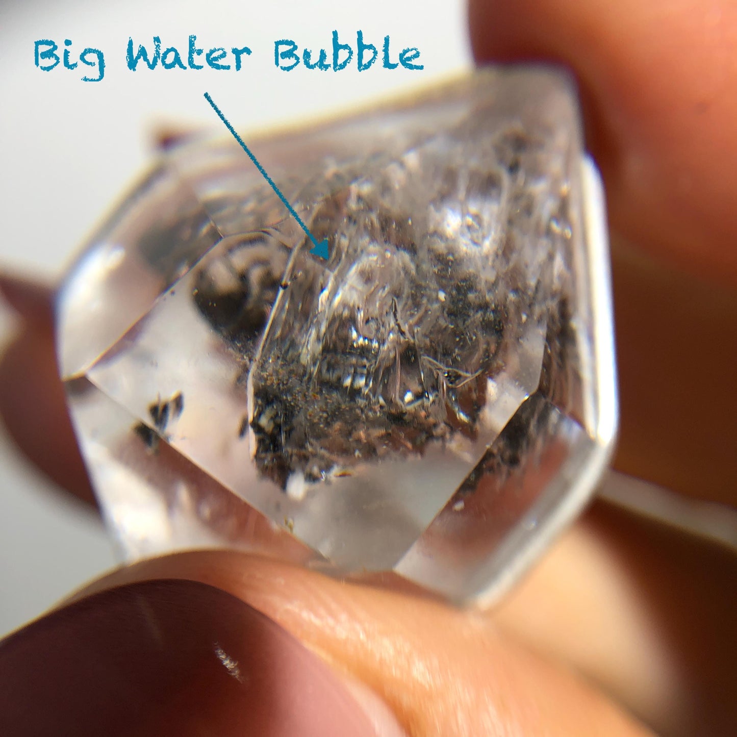 Rare Herkimer Diamond Sterling Silver Pendant Adjustable Necklace | Polished Enhydro Crystal | Multiple Moving Sand Waterfall & Big Bubble | Natural Gemstone Birthstone Gift for her | Multiple Moving Sand & Rainbow crystal enhydro quartz sand water-fall pendant necklace choker gemstone charm stone pendant choker irregular stone pendant huge crystal charm birthstone gift for her men necklace chakra crystal purify stone minerals specimen adjustable choker
