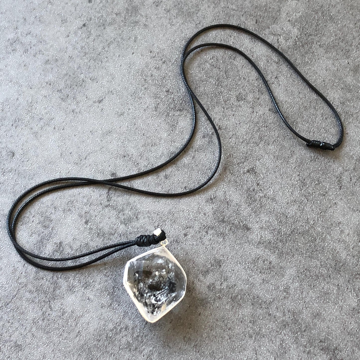 Rare Herkimer Diamond Sterling Silver Pendant Adjustable Necklace | Polished Enhydro Crystal | Multiple Moving Sand Waterfall & Big Bubble | Natural Gemstone Birthstone Gift for her | Multiple Moving Sand & Rainbow crystal enhydro quartz sand water-fall pendant necklace choker gemstone charm stone pendant choker irregular stone pendant huge crystal charm birthstone gift for her men necklace chakra crystal purify stone minerals specimen adjustable choker