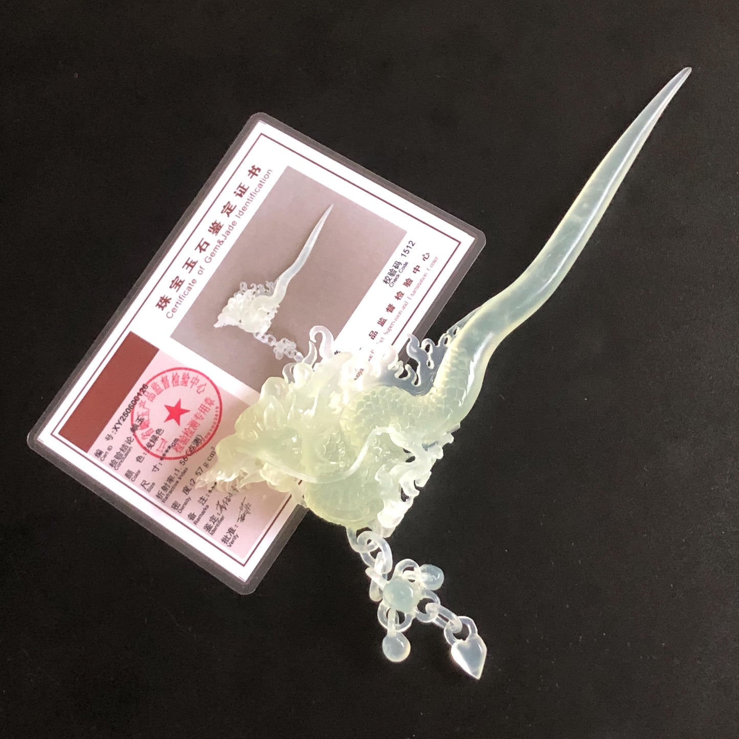 Certified Natural Xiu Jade Serpentine Hand Carved Soaring Green Dragon Hair Pin | Ice white Jade Hair Stick | Asian Vintage Hair Fork Gift for her japanese hairpin korean hair stick hanfu hair fork vintage hair comb antique hair pins dragon carving hand engraved dragon white jade carving hand carved dragon hair stick tassel wedding headpiece bridal shower gift bridal hair clip ice dragon hair stick