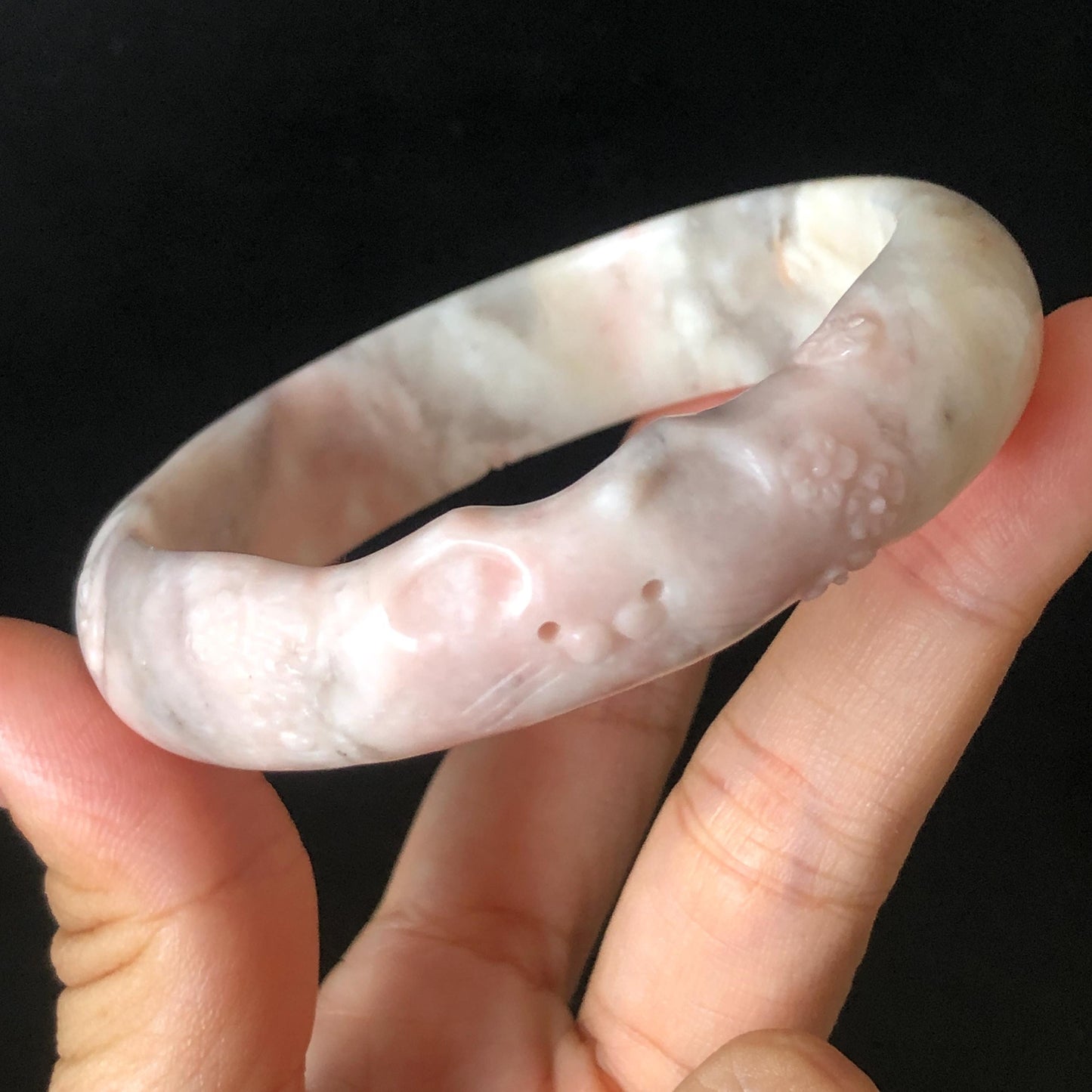 Customised Size 50-65mm! Natural SheTaiCui Jade (Quartzite) Hand Carved Cat Kitten Bangle | White and Pink Jade Bracelet | Cat Lover Crystal Gemstone Gift personalized bangle custom made bracelet hand engraved jade bangle tailor made jade bangle custom size bangle big size bangle small size bangle jade carving purple jade white jade kitten bangle cat bracelet gift for cat lover gift for her real untreated jade pink jade white jade caramel orange jade brown jade