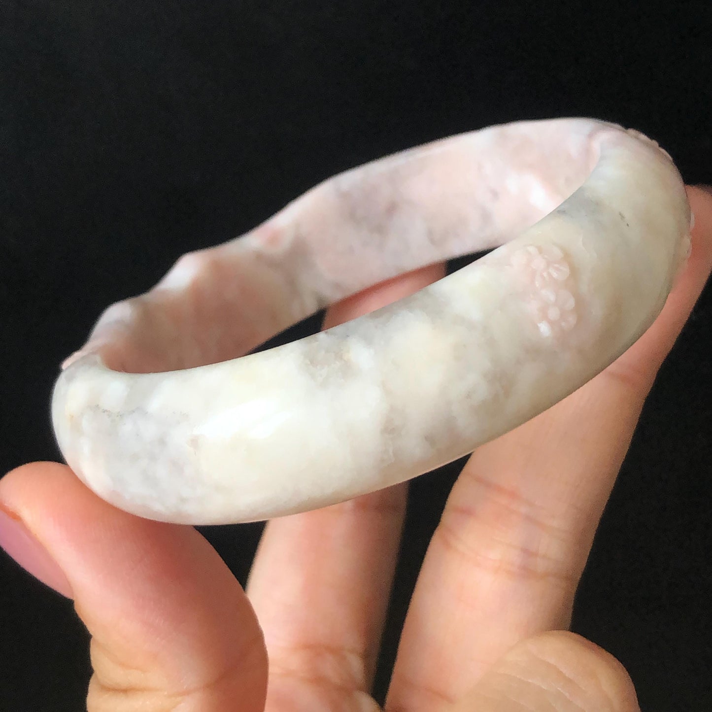 Customised Size 50-65mm! Natural SheTaiCui Jade (Quartzite) Hand Carved Cat Kitten Bangle | White and Pink Jade Bracelet | Cat Lover Crystal Gemstone Gift personalized bangle custom made bracelet hand engraved jade bangle tailor made jade bangle custom size bangle big size bangle small size bangle jade carving purple jade white jade kitten bangle cat bracelet gift for cat lover gift for her real untreated jade pink jade white jade caramel orange jade brown jade