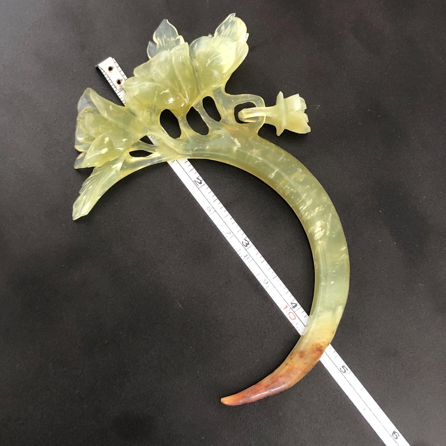 Xiu Jade Serpentine Rose Hair Stick with Dangle | Ice Yellow Jade Hand Carved Half Moon Hair Pin | Vintage Chinese Hair Fork with Certificate | Chinese Hanfu Hair Fork Vintage Bridal Hair Fork Gift for her japanese hairpin korean hair stick chinese hair fork vintage hair comb antique hair pins hanfu hair stick bridal shower hair jewelry engagement hair accessory jade carving hand engraved jade rose carving jade hairpins untreated natural jade with certificate handcrafted jade stone carving