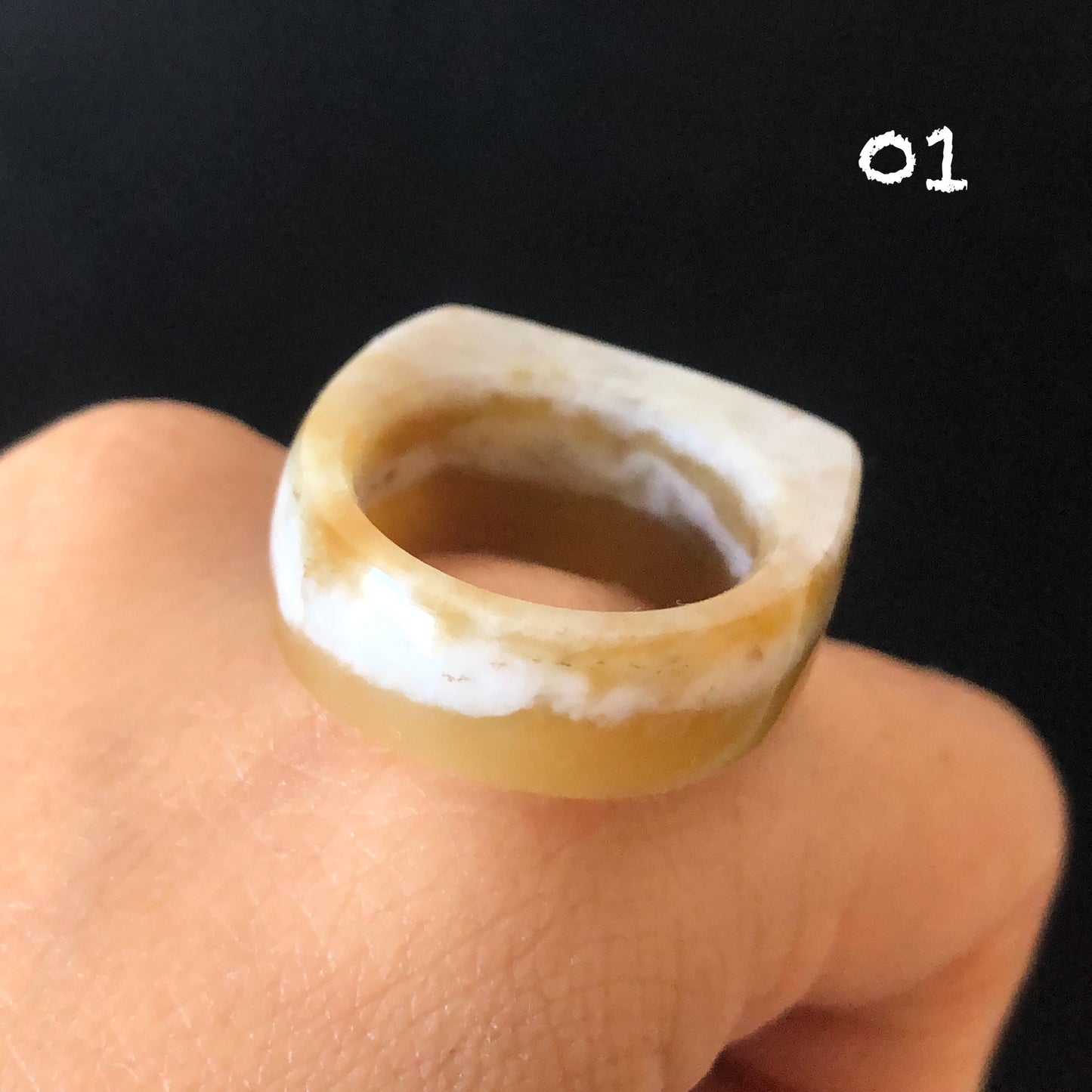 Natural Nephrite Jade Band Ring | Untreated White Jade Brown Jade Pinky Ring | Latte & Oreo Collection | Women Statement Ring | US 5.25-6.5 gift for her untreated jade stackable ring cocktail ring for men square ring vintage ring chinese jade stone ring