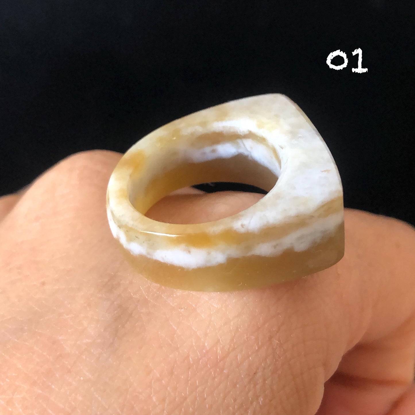 Natural Nephrite Jade Band Ring | Untreated White Jade Brown Jade Pinky Ring | Latte & Oreo Collection | Women Statement Ring | US 5.25-6.5 gift for her untreated jade stackable ring cocktail ring for men square ring vintage ring chinese jade stone ring