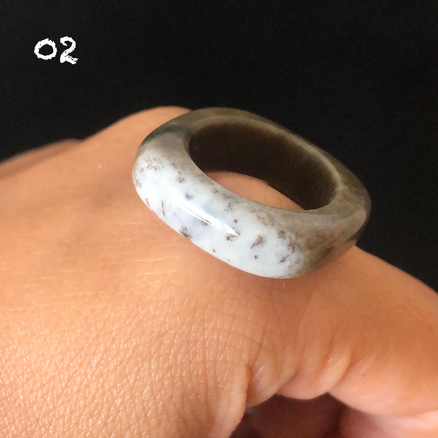 Natural Nephrite Jade Band Ring | Untreated White Jade Brown Jade Pinky Ring | Latte & Oreo Collection | Women Statement Ring | US 5.25-6.5 gift for her untreated jade stackable ring cocktail ring for men square ring vintage ring chinese jade stone ring