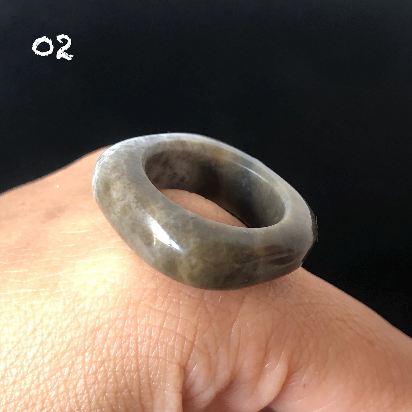 Natural Nephrite Jade Band Ring | Untreated White Jade Brown Jade Pinky Ring | Latte & Oreo Collection | Women Statement Ring | US 5.25-6.5 gift for her untreated jade stackable ring cocktail ring for men square ring vintage ring chinese jade stone ring