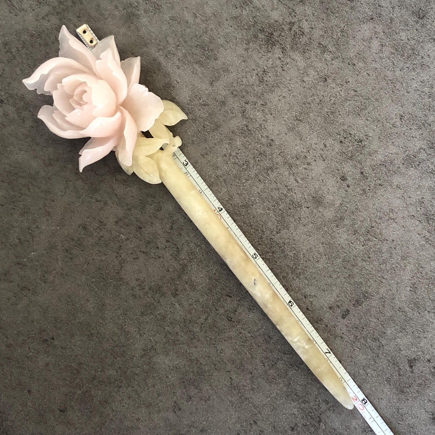 Natural Xiu Jade Serpentine Hand Carved Pink Peony Flower Hair Pin | Pink Jade Green Jade Handcrafted Hair Stick | Asian Vintage Hair Fork | Gift for her hand engraved peony carving flower carving pink jade green jade carving chinese hair fork japanese hair stick korean hair pin vintage hair comb bridal hair clip wedding headpiece bridal shower gift hairpins 3D carving natural untreated jade engagement hair jewelry handcrafted jade antique jade hair stick