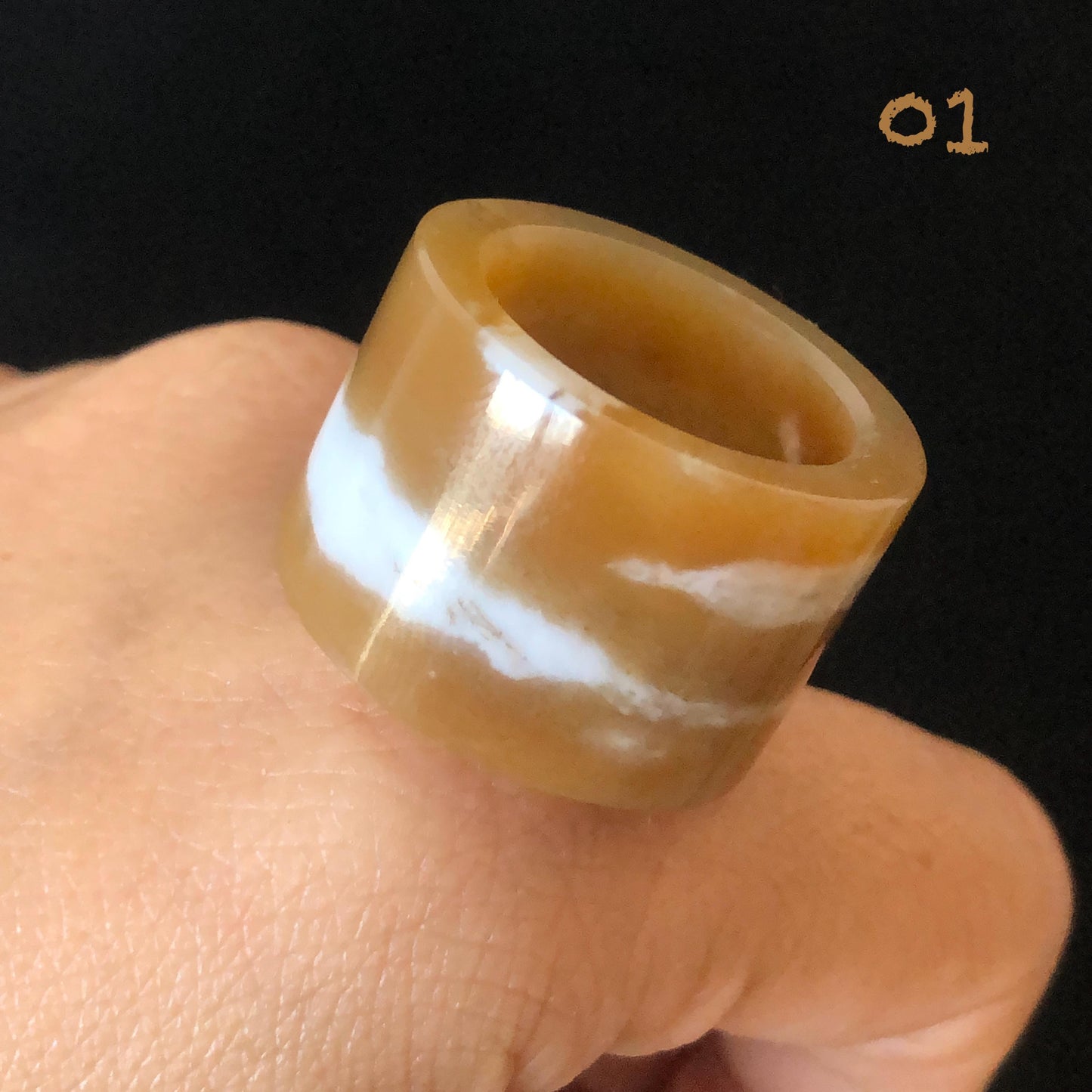 Natural Nephrite Jade Band Ring | Untreated White Jade Brown Jade Thumb Ring | Milk Coffee Latte Collection | Statement Pinky Ring US 6.25-7.5 gift for her untreated jade stackable ring cocktail ring for men square ring vintage ring chinese jade stone ring thumb ring ring pendant brown jade ring white jade ring