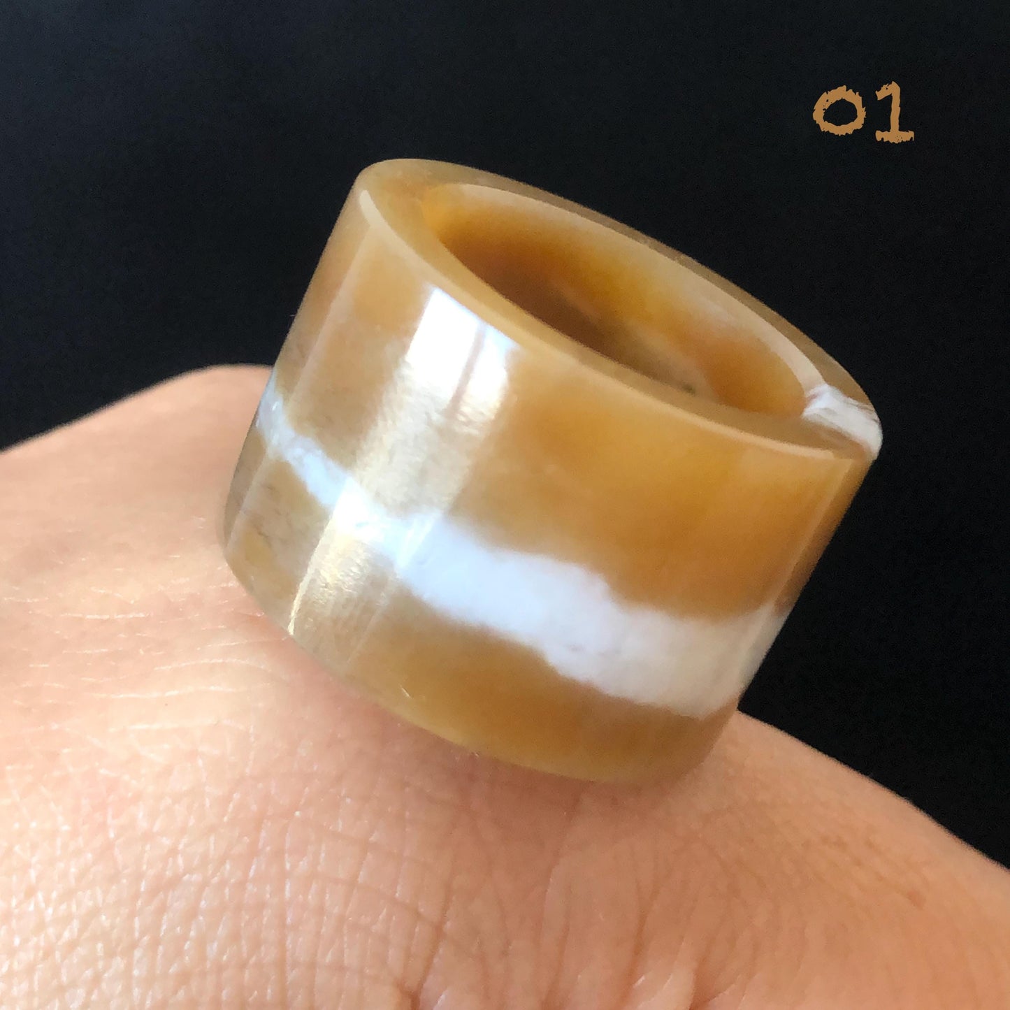 Natural Nephrite Jade Band Ring | Untreated White Jade Brown Jade Thumb Ring | Milk Coffee Latte Collection | Statement Pinky Ring US 6.25-7.5 gift for her untreated jade stackable ring cocktail ring for men square ring vintage ring chinese jade stone ring thumb ring ring pendant brown jade ring white jade ring