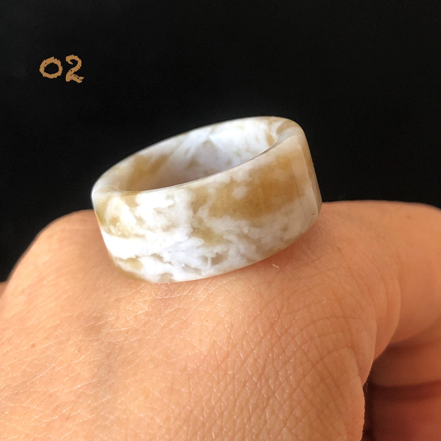 Natural Nephrite Jade Band Ring | Untreated White Jade Brown Jade Thumb Ring | Milk Coffee Latte Collection | Statement Pinky Ring US 6.25-7.5 gift for her untreated jade stackable ring cocktail ring for men square ring vintage ring chinese jade stone ring thumb ring ring pendant brown jade ring white jade ring