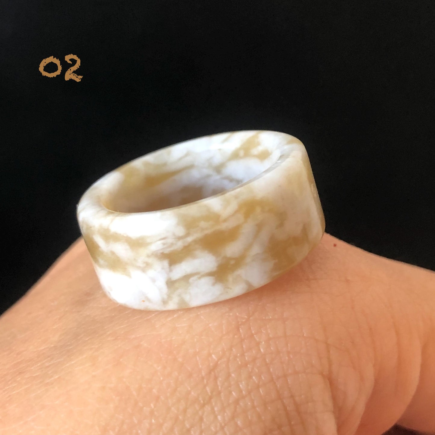 Natural Nephrite Jade Band Ring | Untreated White Jade Brown Jade Thumb Ring | Milk Coffee Latte Collection | Statement Pinky Ring US 6.25-7.5 gift for her untreated jade stackable ring cocktail ring for men square ring vintage ring chinese jade stone ring thumb ring ring pendant brown jade ring white jade ring